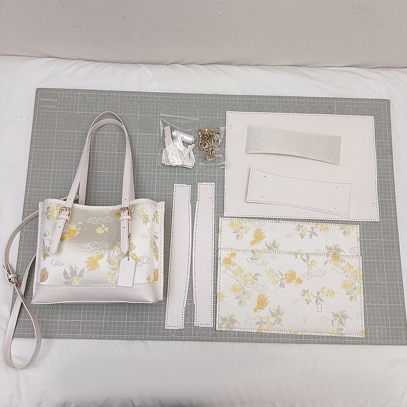 Materijalni set s nacionalnim uzorkom u novom kineskom stilu za ručno izrađenu veliku tote torbu — DIY torba za ramenu