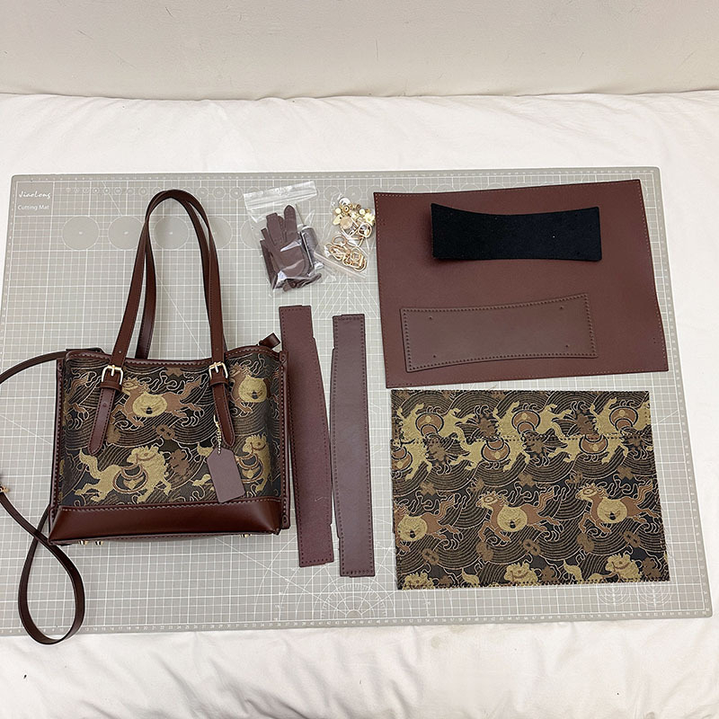 Materijalni set s nacionalnim uzorkom u novom kineskom stilu za ručno izrađenu veliku tote torbu — DIY torba za ramenu