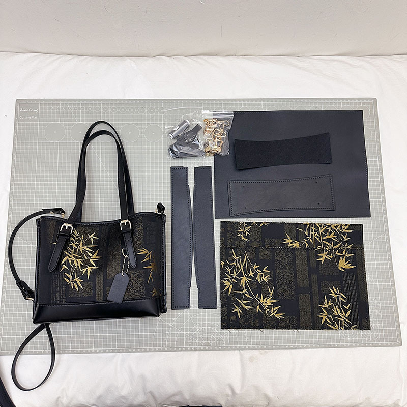 Materijalni set s nacionalnim uzorkom u novom kineskom stilu za ručno izrađenu veliku tote torbu — DIY torba za ramenu