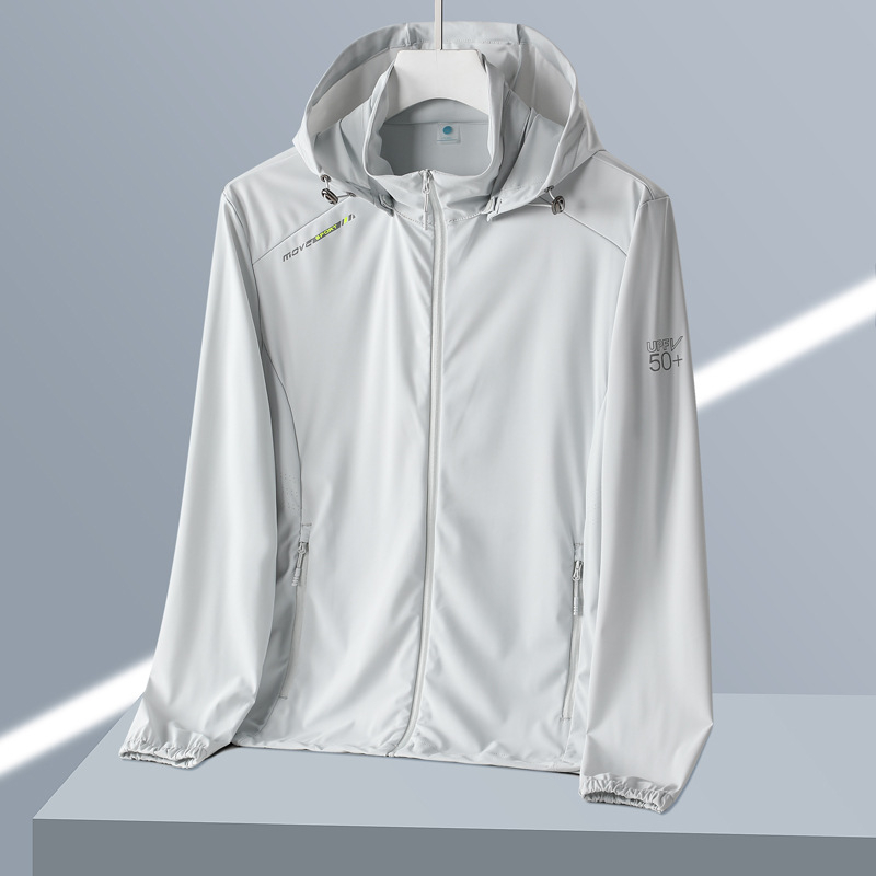 UPF50+ UV защита, дишащо ice silk мъжко яке за лято, тънък ветроустойчив модел