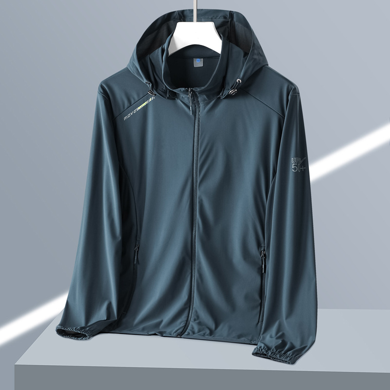 UPF50+ UV защита, дишащо ice silk мъжко яке за лято, тънък ветроустойчив модел