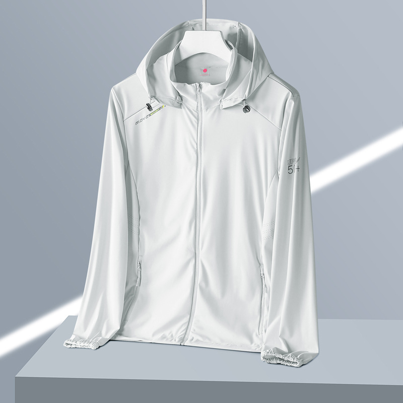 UPF50+ UV защита, дишащо ice silk мъжко яке за лято, тънък ветроустойчив модел