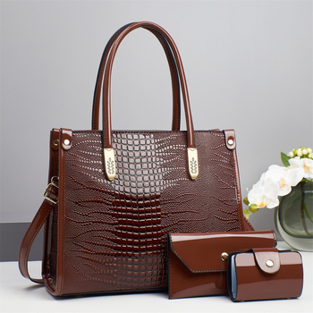 Ženska torbica s uzorkom krokodila, velik kapacitet, elegantan izgled, za rame ili crossbody