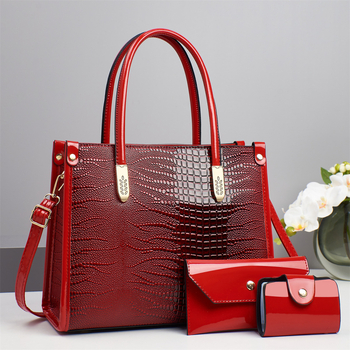Ženska torbica s uzorkom krokodila, velik kapacitet, elegantan izgled, za rame ili crossbody
