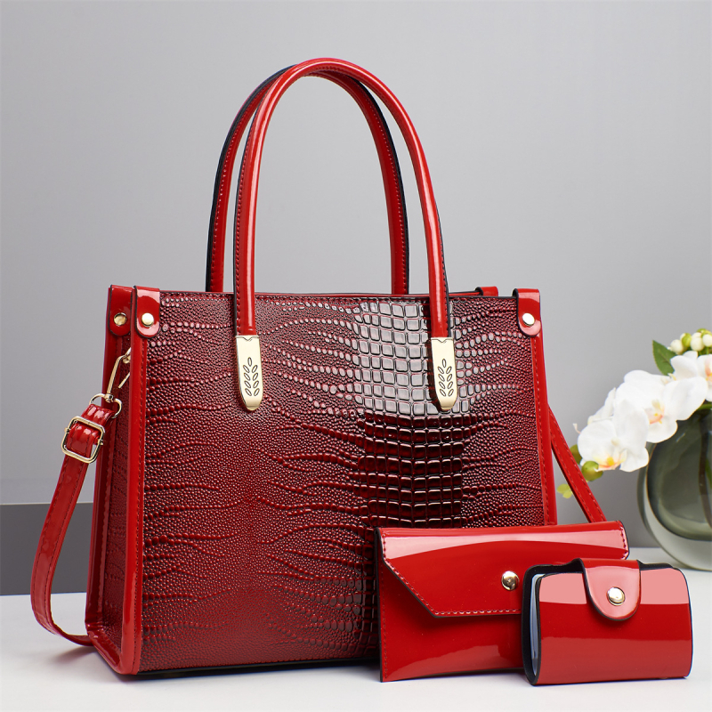 Ženska torbica s uzorkom krokodila, velik kapacitet, elegantan izgled, za rame ili crossbody
