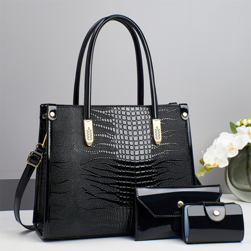 Ženska torbica s uzorkom krokodila, velik kapacitet, elegantan izgled, za rame ili crossbody