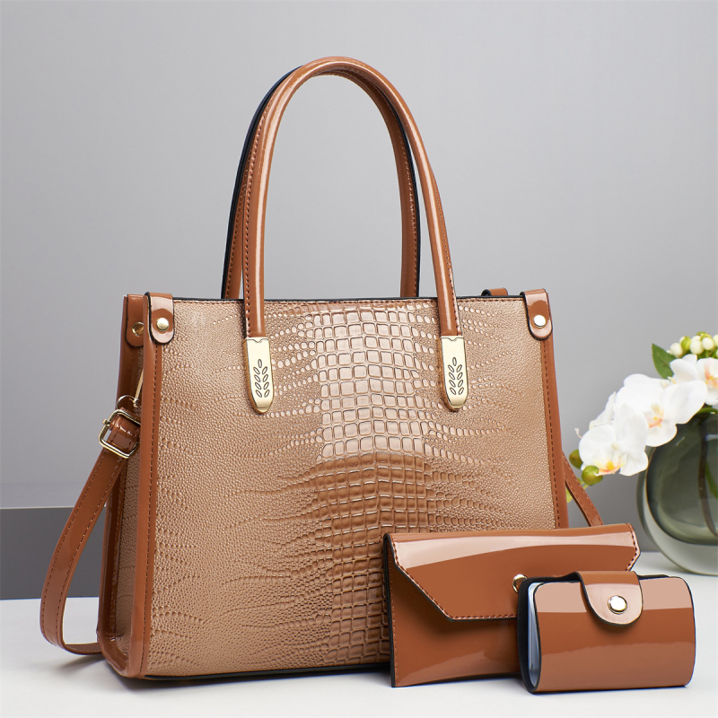 Ženska torbica s uzorkom krokodila, velik kapacitet, elegantan izgled, za rame ili crossbody
