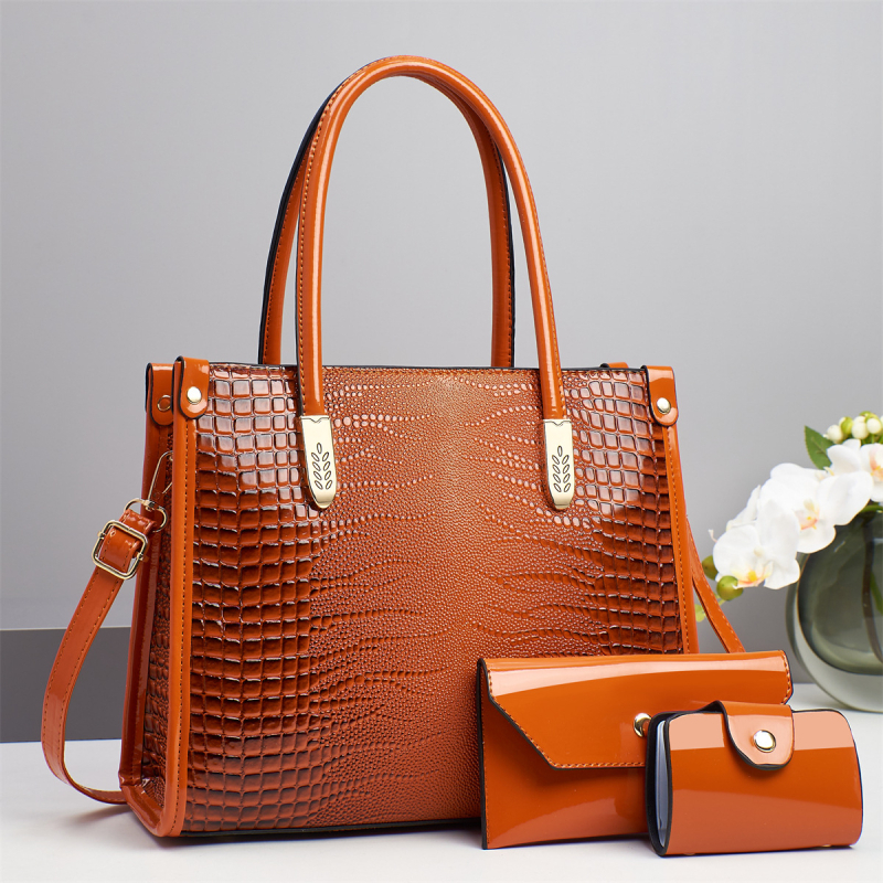 Ženska torbica s uzorkom krokodila, velik kapacitet, elegantan izgled, za rame ili crossbody