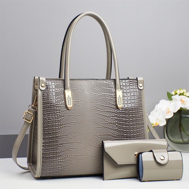 Ženska torbica s uzorkom krokodila, velik kapacitet, elegantan izgled, za rame ili crossbody