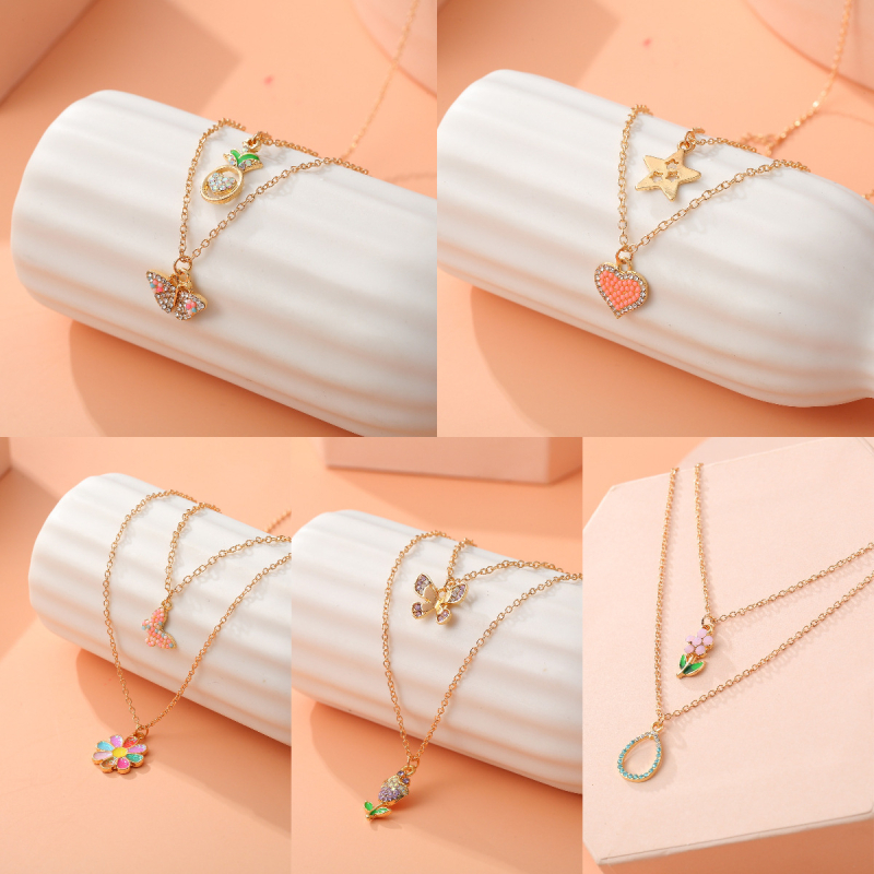 Koreai stílusú, édes rajzfilmszerű gyermeknyaklánc ötvözetből készült olajcsepp medállal
