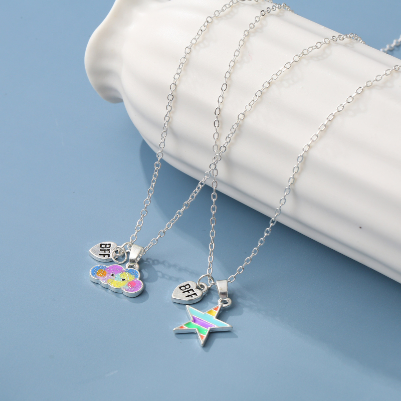 Koreai stílusú, édes rajzfilmszerű gyermeknyaklánc ötvözetből készült olajcsepp medállal