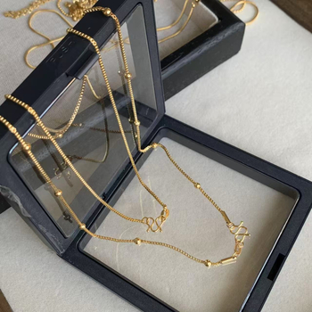 Nakit za ključnu kost od titan čeličnog materijala s M kopčom, miješani stilovi lanaca: box lanac, O‑oblik lanac, lanac u stilu Chopard, spacer perle suncokreta, lanac s kuglicama i zmijskog tipa lanac