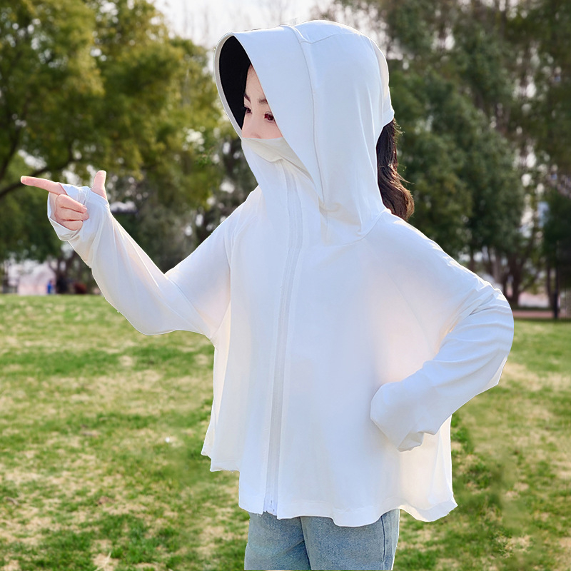 Gyerekek UV-védő nyári kabát, Ice Silk hűtő hatású, kapucnival