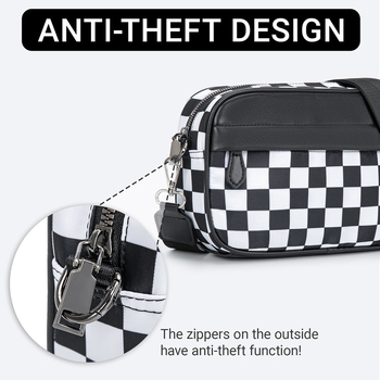 Mini kvadratna torbica sa šahovnicastim uzorkom, svestrana torba za rame ili crossbody
