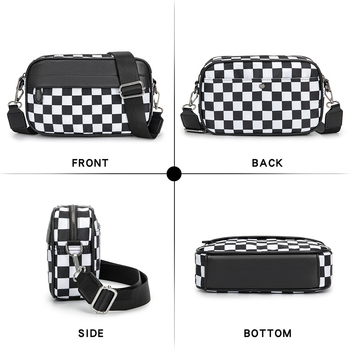 Mini kvadratna torbica sa šahovnicastim uzorkom, svestrana torba za rame ili crossbody