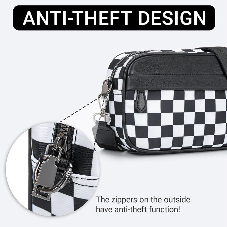 Mini kvadratna torbica sa šahovnicastim uzorkom, svestrana torba za rame ili crossbody