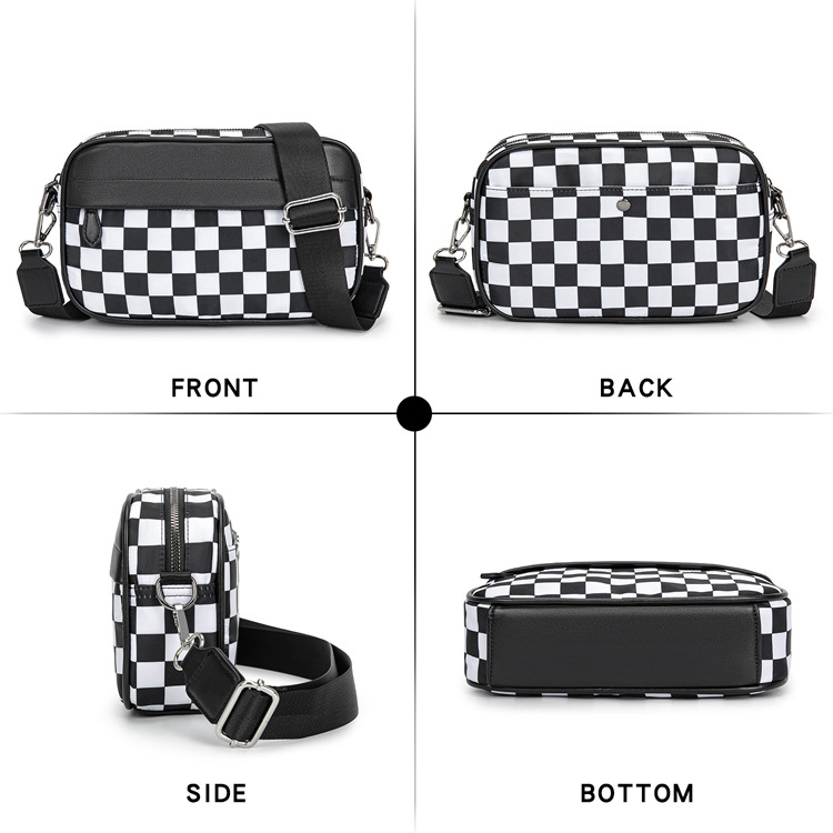 Mini kvadratna torbica sa šahovnicastim uzorkom, svestrana torba za rame ili crossbody