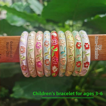 Detský náramok cloisonné s kvetinovým otvoreným dizajnom, etnický štýl pre dievčatá