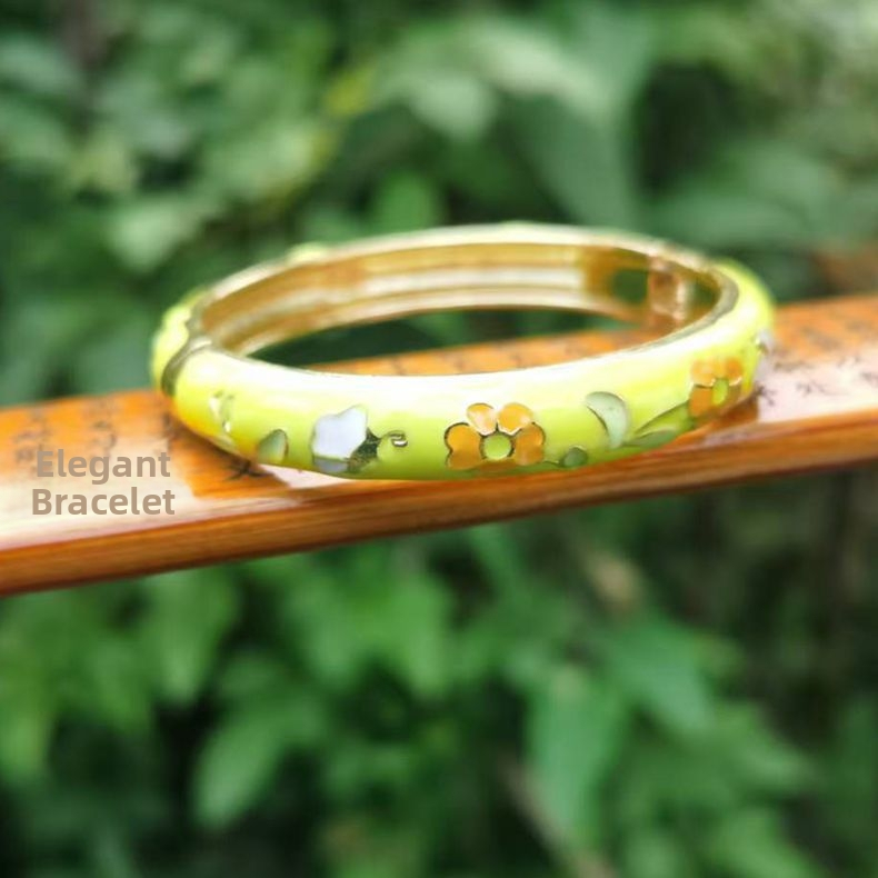 Detský náramok cloisonné s kvetinovým otvoreným dizajnom, etnický štýl pre dievčatá