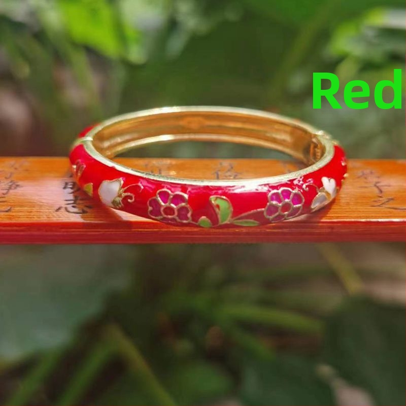 Detský náramok cloisonné s kvetinovým otvoreným dizajnom, etnický štýl pre dievčatá