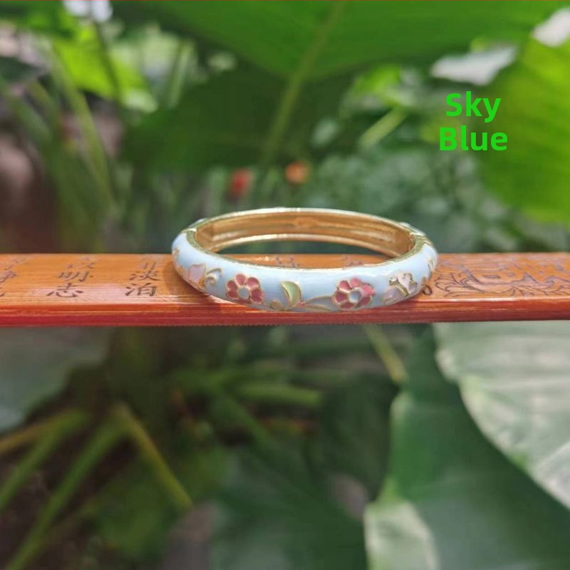 Detský náramok cloisonné s kvetinovým otvoreným dizajnom, etnický štýl pre dievčatá
