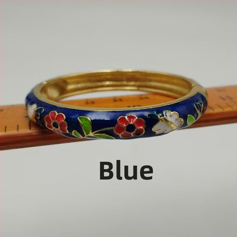 Detský náramok cloisonné s kvetinovým otvoreným dizajnom, etnický štýl pre dievčatá