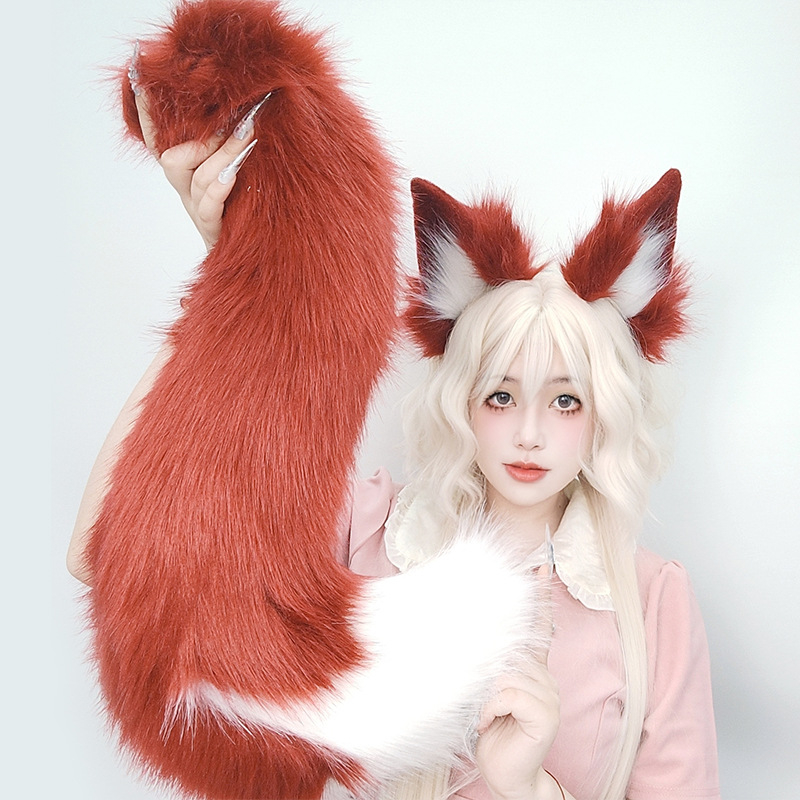 Set lisjih ušiju i repa za Halloween, ručno izrađeni cosplay rekviziti, s trakom za kosu