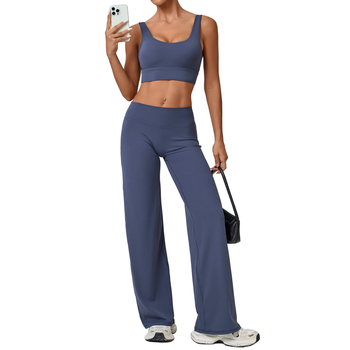 Stil european și american: sutien sport cu bretele duble și pantaloni drepti pentru yoga, îmbrăcăminte de fitness cu uscare rapidă pentru alergare în aer liber iarna