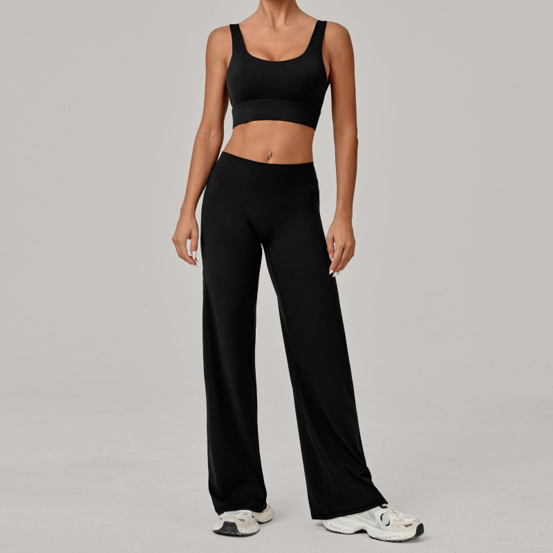 Stil european și american: sutien sport cu bretele duble și pantaloni drepti pentru yoga, îmbrăcăminte de fitness cu uscare rapidă pentru alergare în aer liber iarna