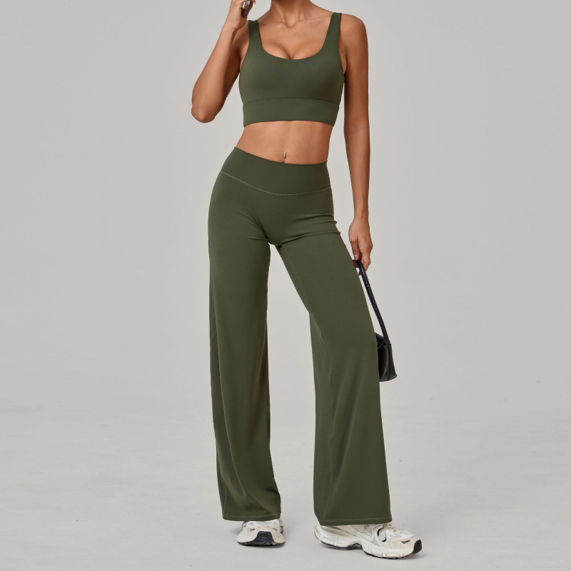 Stil european și american: sutien sport cu bretele duble și pantaloni drepti pentru yoga, îmbrăcăminte de fitness cu uscare rapidă pentru alergare în aer liber iarna