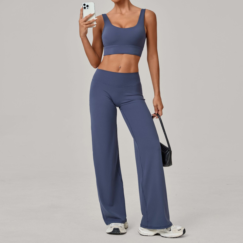Stil european și american: sutien sport cu bretele duble și pantaloni drepti pentru yoga, îmbrăcăminte de fitness cu uscare rapidă pentru alergare în aer liber iarna