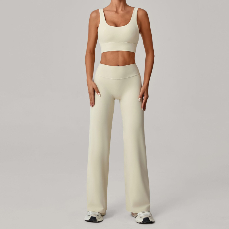 Stil european și american: sutien sport cu bretele duble și pantaloni drepti pentru yoga, îmbrăcăminte de fitness cu uscare rapidă pentru alergare în aer liber iarna
