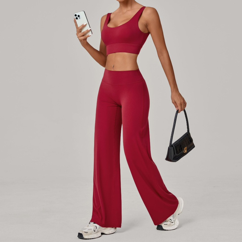 Stil european și american: sutien sport cu bretele duble și pantaloni drepti pentru yoga, îmbrăcăminte de fitness cu uscare rapidă pentru alergare în aer liber iarna
