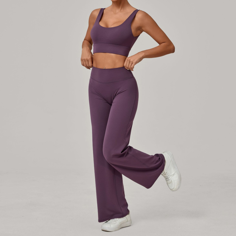 Stil european și american: sutien sport cu bretele duble și pantaloni drepti pentru yoga, îmbrăcăminte de fitness cu uscare rapidă pentru alergare în aer liber iarna