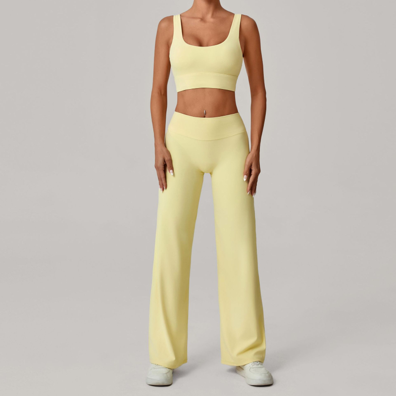 Stil european și american: sutien sport cu bretele duble și pantaloni drepti pentru yoga, îmbrăcăminte de fitness cu uscare rapidă pentru alergare în aer liber iarna
