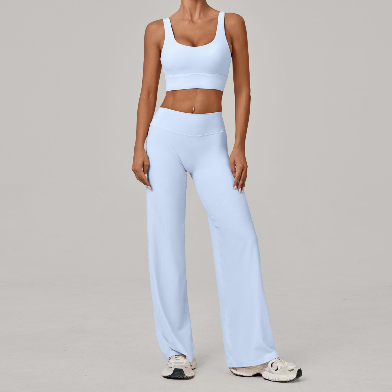Stil european și american: sutien sport cu bretele duble și pantaloni drepti pentru yoga, îmbrăcăminte de fitness cu uscare rapidă pentru alergare în aer liber iarna