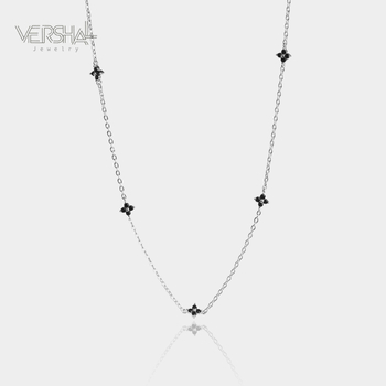 Ženski set nakita: ogrlica s šarenim cvijećem i četverolistom, od nehrđajućeg čelika, elektroplatirano, duljina 41–50 cm