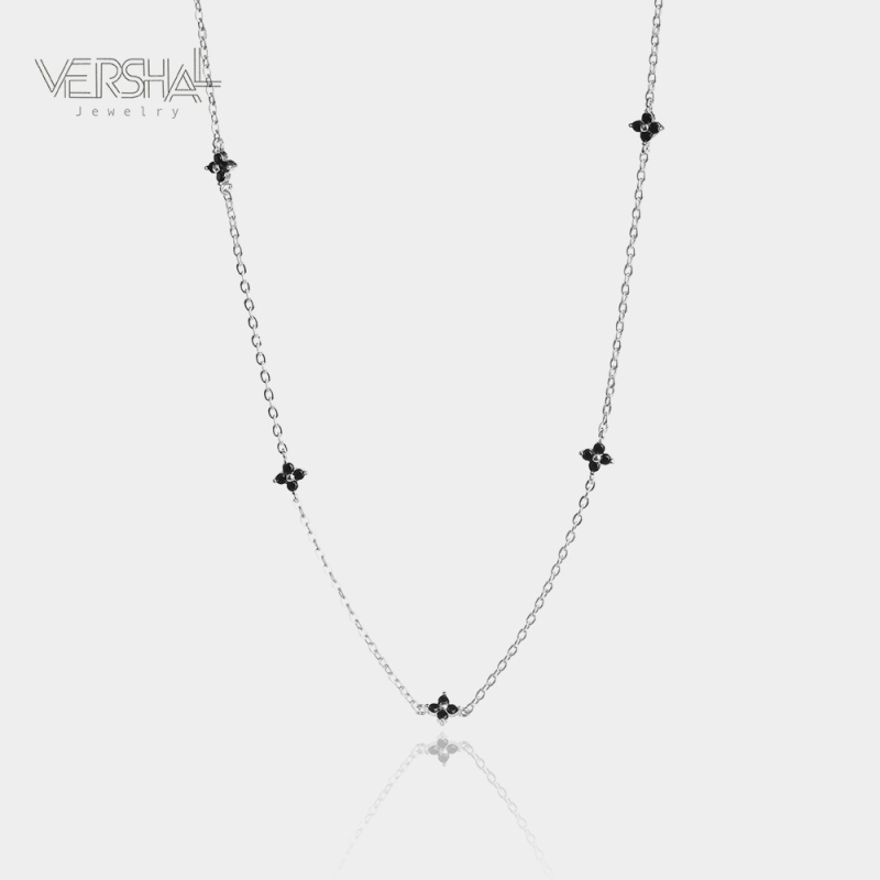 Ženski set nakita: ogrlica s šarenim cvijećem i četverolistom, od nehrđajućeg čelika, elektroplatirano, duljina 41–50 cm