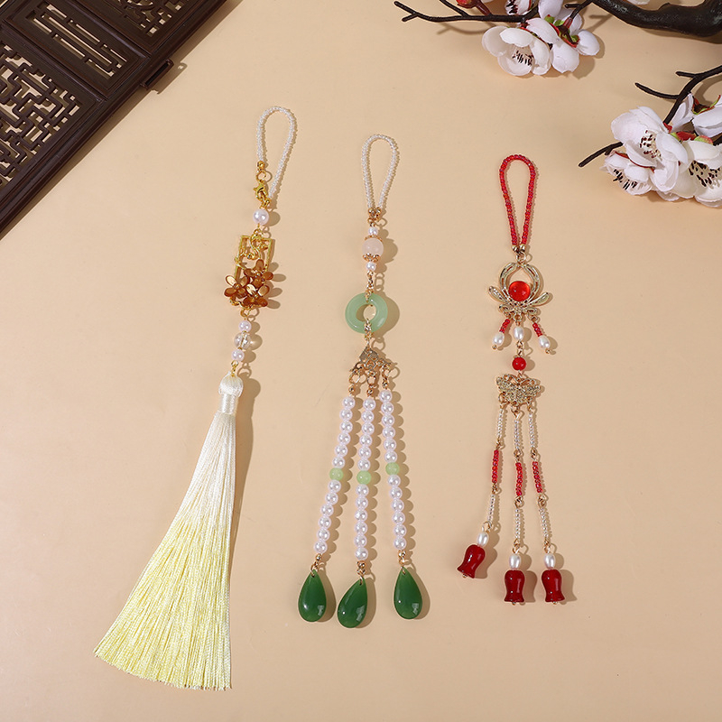 Bojtos medálos bross kínai vintage stílusban, Hanfu teás ruhához nőknek