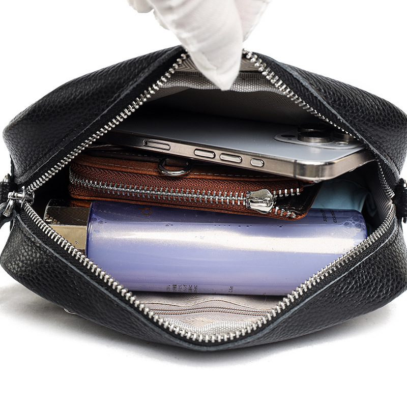 Torba od prave kože za novčiće i telefon, mala crossbody torba sa širokim višeslojnih remenom, retro stil