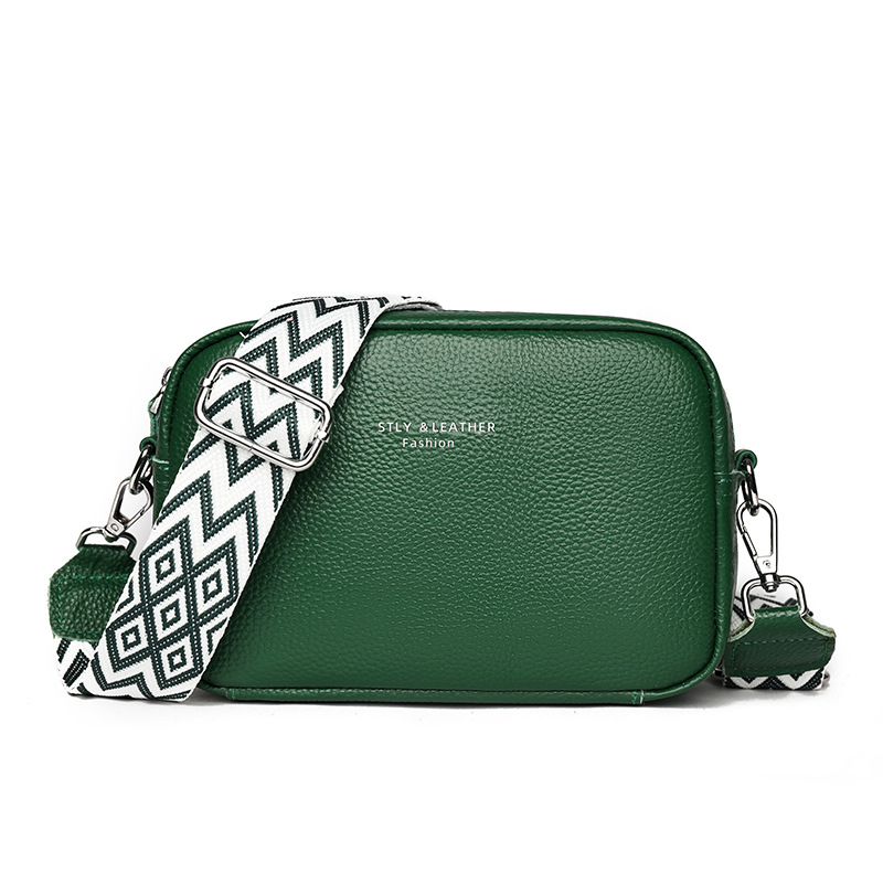 Torba od prave kože za novčiće i telefon, mala crossbody torba sa širokim višeslojnih remenom, retro stil
