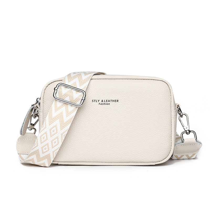 Torba od prave kože za novčiće i telefon, mala crossbody torba sa širokim višeslojnih remenom, retro stil