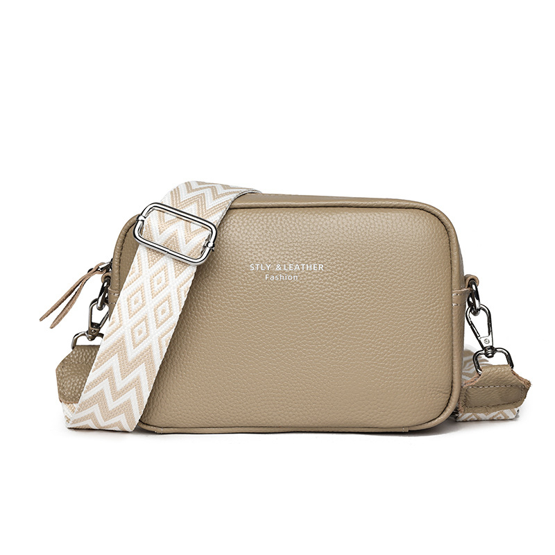 Torba od prave kože za novčiće i telefon, mala crossbody torba sa širokim višeslojnih remenom, retro stil