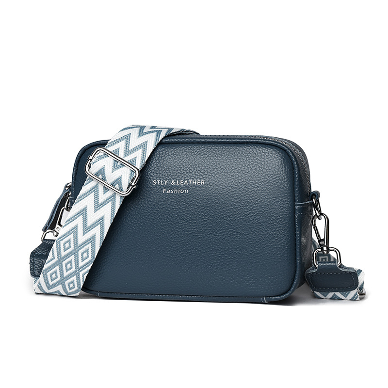 Torba od prave kože za novčiće i telefon, mala crossbody torba sa širokim višeslojnih remenom, retro stil