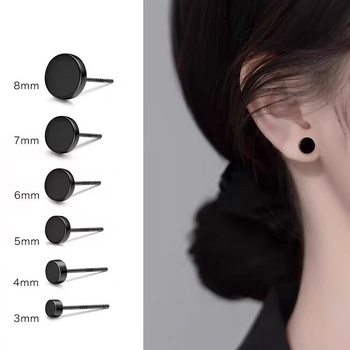 S999 srebrne minimalističke ravne naušnice za muškarce, geometrijski punk stil