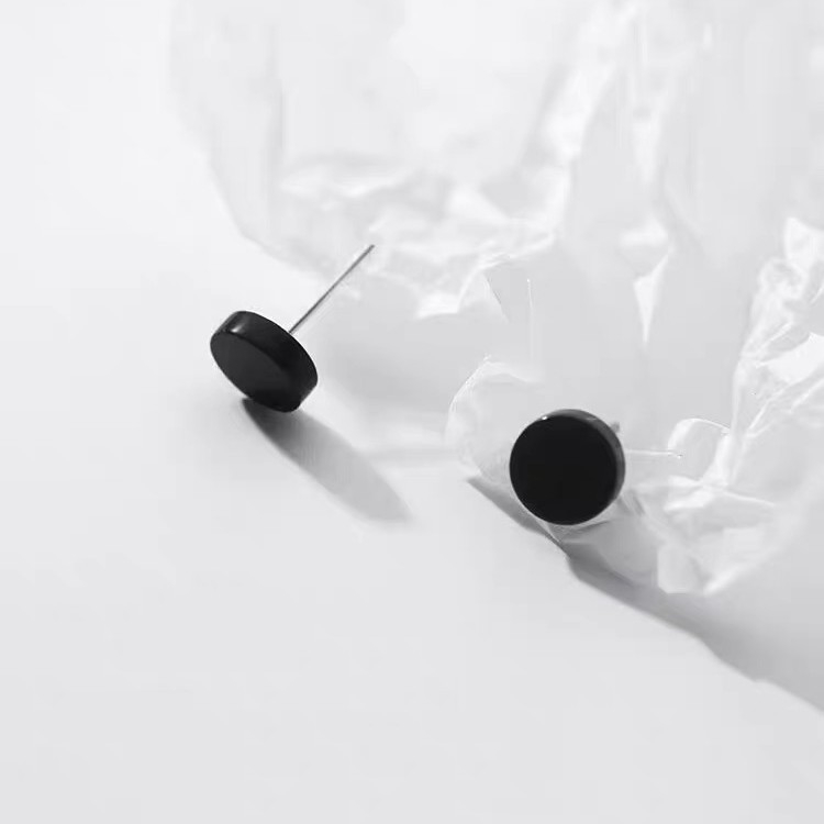 S999 srebrne minimalističke ravne naušnice za muškarce, geometrijski punk stil