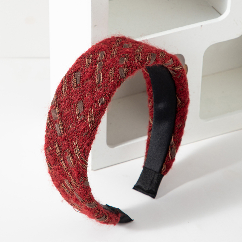 5 cm ultra široka crvena traka za kosu za jesen/zimu, elegantan ženski vintage stil, ručno izrađeno