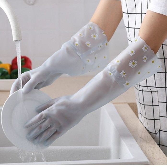 Haoduo produžene vodootporne PVC rukavice za pranje suđa, 50 cm, dvobojne želatinozne boje, za kuhinju i pranje rublja
