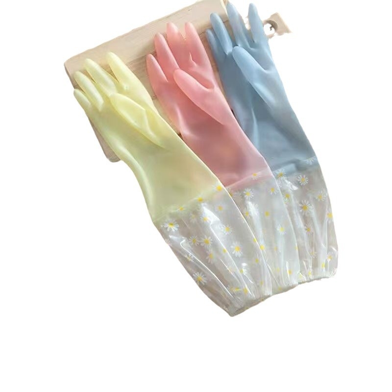 Haoduo produžene vodootporne PVC rukavice za pranje suđa, 50 cm, dvobojne želatinozne boje, za kuhinju i pranje rublja