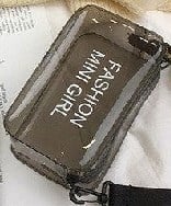 Geantă transparentă de umăr din gelatină cu imprimeu de litere, stil coreean, crossbody, mică geantă pătrată din PVC pentru uz zilnic